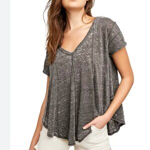 Free People Sammie V-Neck Sleeve Shirt Grey Small